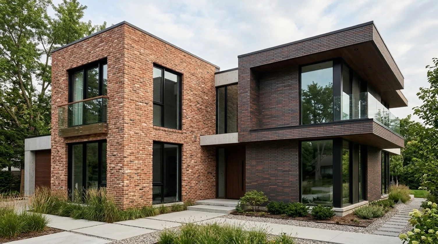 Exposed brick and brick cladding showcasing modern architectural wall designs with premium terracotta textures.