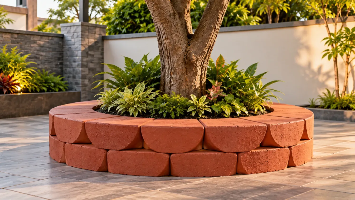 Modern Indian home featuring exposed wire cut brick facade with a clean contemporary architectural design